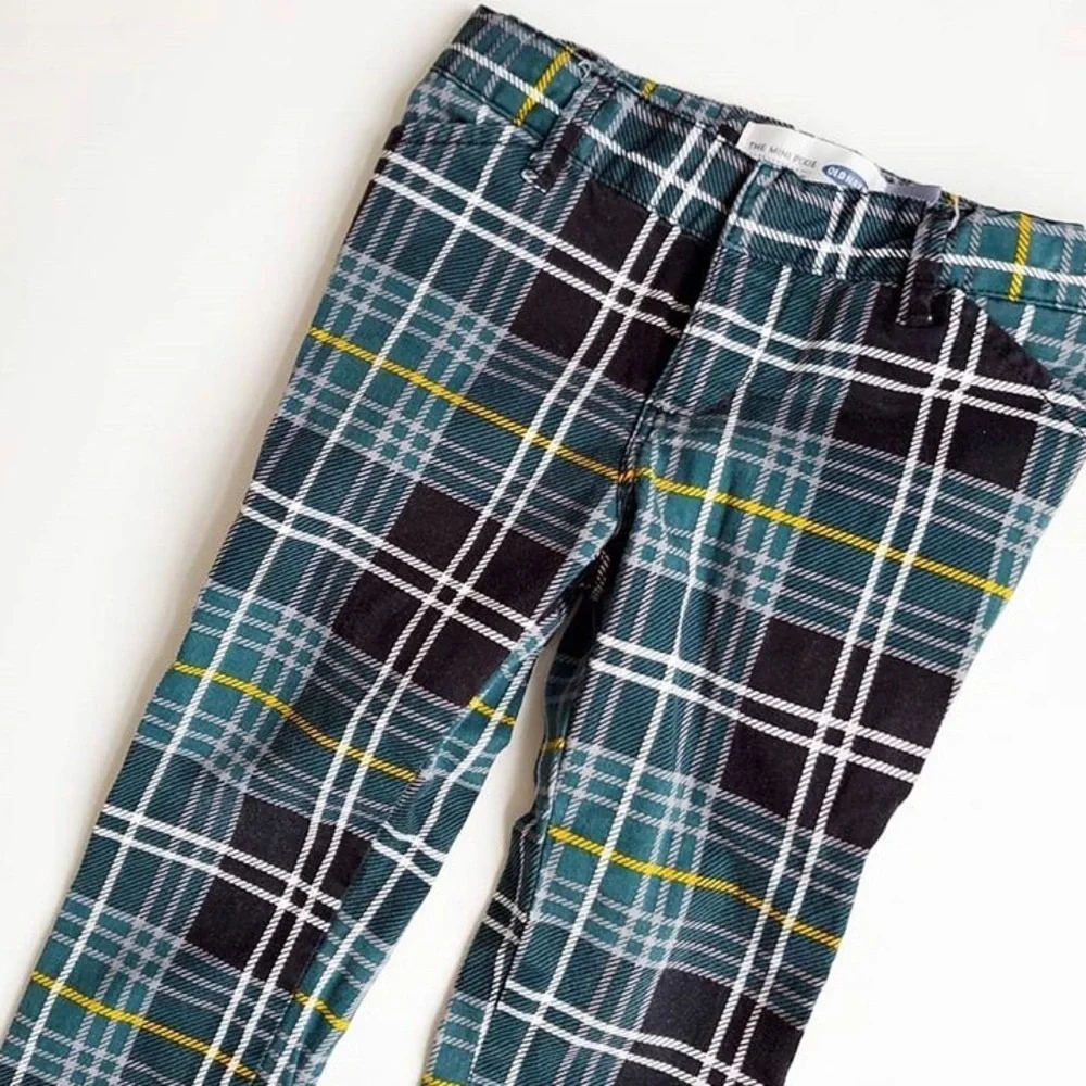 Old Navy green/black plaid mini pixie pants EUC 3T